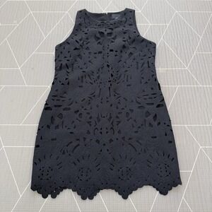 Greylin‎ Little Black Dress Medium Lazer Cut Sheath Sleeveless
